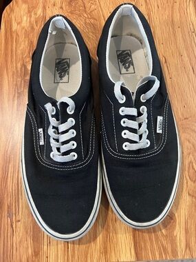 Vans Black Canvas Low-Top Sneakers with White Accents